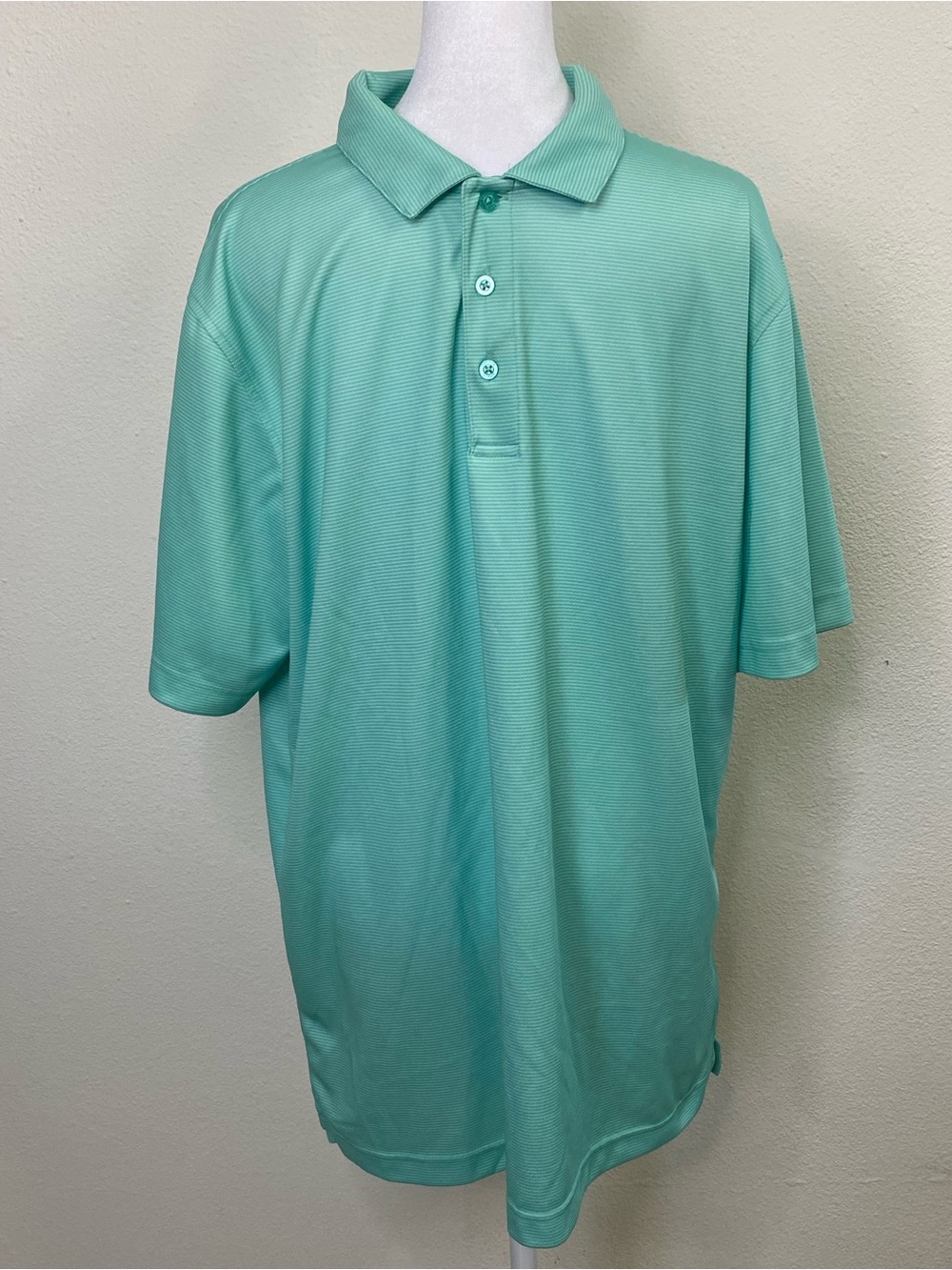 Pebble Beach Dry-Luxe Performance Polo Shirt L Turquoise Striped Golf Preppy Sea